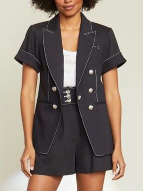 Veronica Beard Double-Breasted Short Sleeve Blazer Jacket